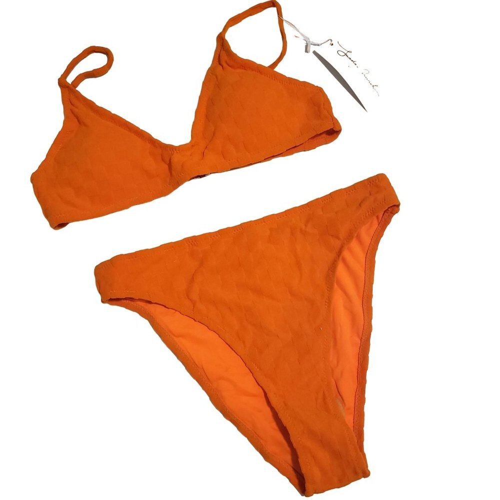 NWT Sunday Brunch CHECK‎ MATE BIKINI in Orange - Size Small